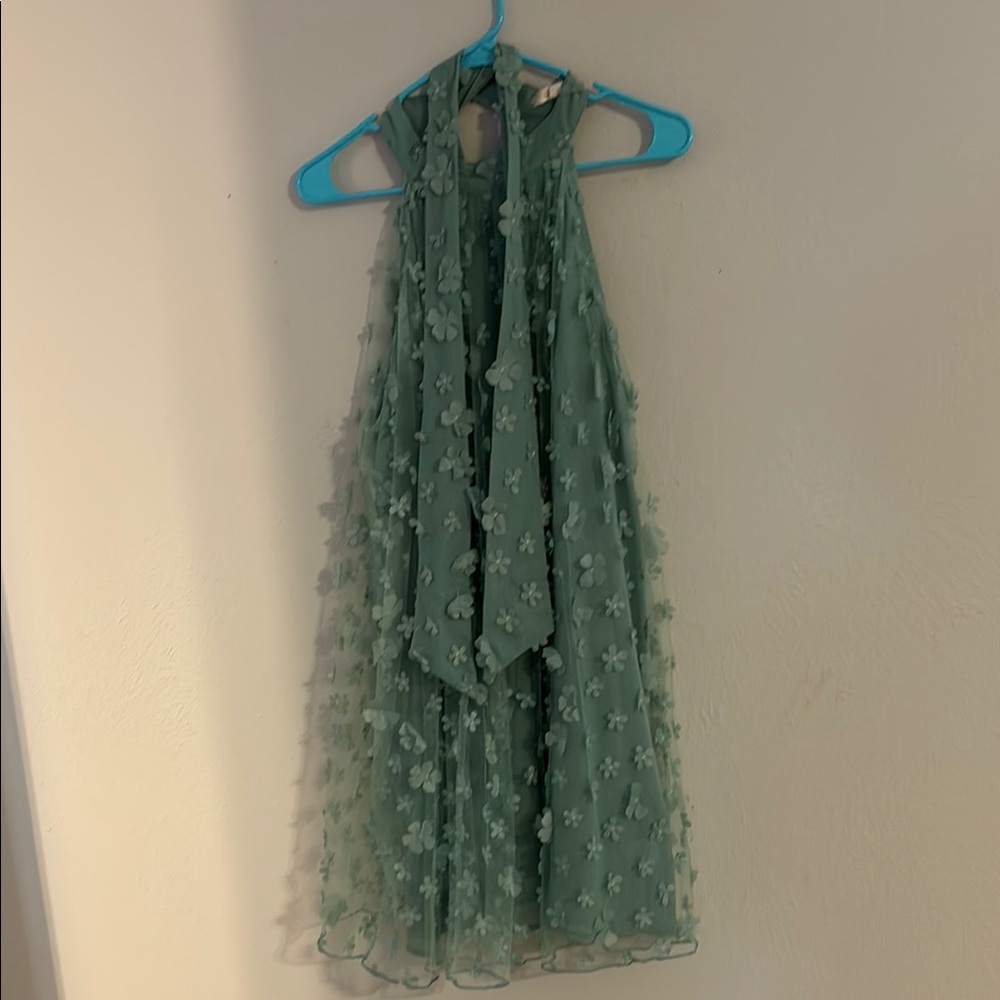 Green Ruffled Tiered Halter Sundress for Weddings